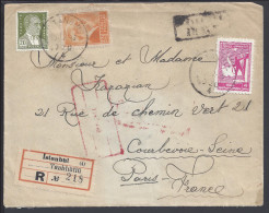 TURQUIE - 1946 -  LETTRE RECOMMANDE DE KUMKAPI A DESTINATION DE COURBEVOIE - FR - - Briefe U. Dokumente