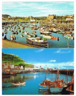RB 1020 - 2 Postcards - The Harbour & Castle Hill  Scarborough Yorkshire - Scarborough