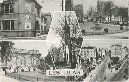 CPSM 93 - Les Lilas - Les Ecoles - Le Square - Le Métro - L'Eglise - Salle Des Fêtes - Les Lilas