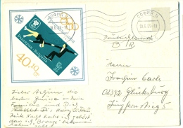 Mini-Sheet 40+10 Ct Skating On Postcard To Germany 1969 - Briefe U. Dokumente