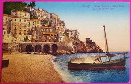 Cpa Amalfi Hotel Riviera Hotel Luna Castello Medioevale Carte Postale Italie - Autres & Non Classés