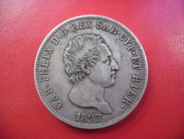 ECU 5 LIRE CARLO FELICE 1827 P GENOVA En Argent  @ Poids 25 Grammes Silver 90% Gênes - CAR FELIX Roi De Sardaigne - Genes