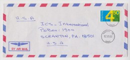 NORVEGE NORGE LETTRE COVER BY AIR MAIL GJOVIK 12 MARS 1987 VERS SCRANTON USA - 2 Scans - - Cartas & Documentos