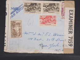 FRANCE- GUINEE  LETTREPAR AVION POUR NEW YORK VIA MARSEILLE PAR AVION 1942 AVEC CENSURE   A ETUDIER LOT P2333 - Covers & Documents