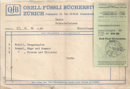 Rechnung  "Orell Füssli, Bücherstube, Zürich"         1956 - Suisse