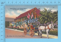 CPSM, Florida ( Oldest House In US St. Augustine  ) Linen Postcard Recto/Verso - St Augustine