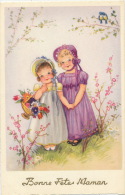 ENFANTS - LITTLE GIRL - MAEDCHEN - Jolie Carte Fantaisie Fillettes Fleurs "Bonne Fête Maman" Signée HP - HANNES PETERSEN - Petersen, Hannes