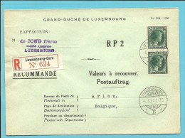 224 Op Brief  Aangetekend VALEURS A RECOUVRER / POSTAUFTRAG / RP2 Met Stempel LUXEMBOURG - Cartas & Documentos