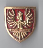 INSIGNE LA MOQUEUSE , AVISO DRAGUEUR, Rouge, Oiseau Relief - Pastille Gravée AUGIS LYON - Navy