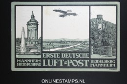 Deutsches Reich Erste Deutsche Luftpost Heidelberg Mannheim 1912 Gelaufen - Luft- Und Zeppelinpost