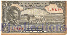 ETHIOPIA 1 DOLLAR 1945 PICK 12b AVF - Aethiopien