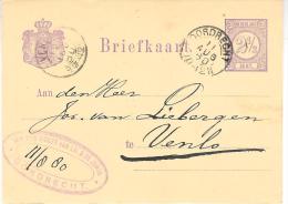 1880 Bk Van Dordrecht (kl.rond)  Naar Venlo Van 11 AUG 1880 - Covers & Documents