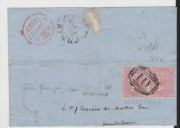 GBV005a/ (Pair) 1857 (Mi.Nr. 13yz (medium Ganter) Aresford - Amsterdam - Briefe U. Dokumente