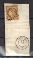 FRANCE N° 1 Obl. Grille S/Frag. De Vervins (impression Fine) SUP. - 1849-1850 Cérès