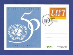 Vereinigte Nationen 1995 , Ganzsache / Postkarte - Exhibition Card  - 22.X.1995 - Briefe U. Dokumente