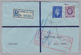 GB 1937-10-15 London R-Perfin Brief Nach Stuttgart D. (auf 3 Seiten Geöffnet) - Brieven En Documenten