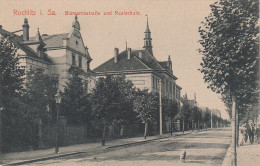 AK Bismarckstrasse Rochlitz Realschule Schule Leute Hund Bei Wechselburg Nossnitz Biesern Burgstädt Waldheim Lunzenau - Rochlitz