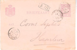 1893 Bk Via ARNHEM-ROTTERD: III Van 14 NOV 93 Naar Haarlem - Lettres & Documents