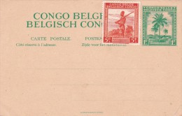 C-01-212 - Congo Belge EP - Entier Postal Carte - COB 243 -  -  - 1942 CP Palmier 1fr Vert ( Stibbe 73 ) Surchargé Avec - Enteros Postales
