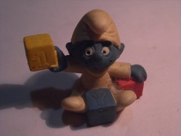 1 FIGURINE FIGURE DOLL PUPPET DUMMY TOY IMAGE POUPÉE - SMURF CUBES LETTERS WALLACE W BERRIE PEYO SCHLEICH BULLY 1984 - Schtroumpfs