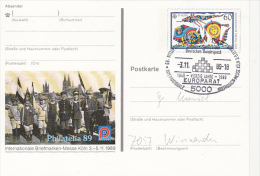 KOLN PHILATELIC EXHIBITION, CHILDRENS, EUROPA CEPT-KITES, PC STATIONERY, ENTIER POSTAUX, 1989, GERMANY - Illustrated Postcards - Used