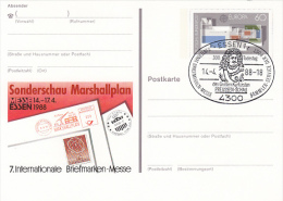 ESSEN PHILATELIC EXHIBITION, EUROPA CEPT-ARCHITECTURE, PC STATIONERY, ENTIER POSTAUX, 1988, GERMANY - Illustrated Postcards - Used