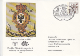 STAMP'S DAY, COAT OF ARMS, CASTLE, COVER STATIONERY, ENTIER POSTAUX, 1980, GERMANY - Covers - Used