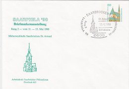 SAARBRUCKEN PHILATELIC EXHIBITION, ALTOTTING PILGRIMAGE CHAPEL, COVER STATIONERY, ENTIER POSTAUX, 1990, GERMANY - Covers - Used