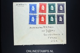 Netherlands: Airmail Cover Leiden To San Antonio Texas USA 1952 NVPH 578 - 581 Twice - Cartas & Documentos