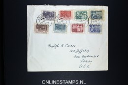 Netherlands: Airmail Cover Leiden To San Antonio USA 1952 NVPH 588- 591  + 592 - 595 - Covers & Documents