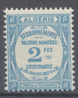 Algérie Taxe N ° 20  XX  2 F. Bleu Clair,  Sans Charnière, TB - Postage Due