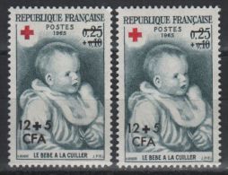 Réunion  2 Timbres N° 366 Neuf Sans Charnière, Surcharge Grasse Et Fine (barres D'annulations) - Unused Stamps