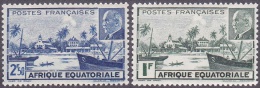 Colonie Fr. Maréchal Pétain Détail De La Série ** AEF N° 90 Et 91 Vue Sur Libreville - 1941 Série Maréchal Pétain