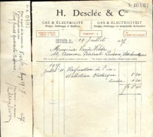 Faktuur Facture - Gas En Electriciteit Desclée & Cie - Brugge 1927 - Elektrizität & Gas