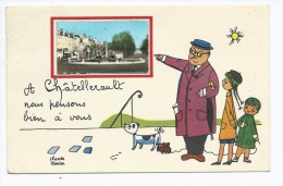 CPSM A CHATELLERAULT NOUS PENSONS BIEN A VOUS, DESSIN ILLUSTRATION, ILLUSTRATEUR CLAUDE VERRIER, VIENNE 86 - Chatellerault