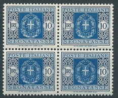 1934 REGNO SEGNATASSE 10 LIRE QUARTINA LUSSO MNH ** - C4-2 - Portomarken