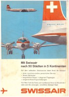 Original Werbung / Reklame - 1959 -  Swissair , Flugzeuge , Flugzeug ,  A4 Seite !!! - Werbung