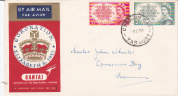 Australia 1953 Qantas Coronation Flight Cover - Premiers Vols