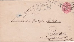 1881 LETTRE ENTIER PRUSSE 1SG. LÜBBEN - BERLIN . 146mm X 84mm/ 3440 - Entiers Postaux