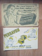 Lot 2 Buvards SAVONS PERSAVON LESIEUR Et PALMOLIVE. Années 50. Hygiène Linge Toilette Enfant Fillette - Parfum & Cosmetica