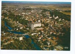 CP CHATEAUDUN, VUE GENERALE AERIENNE, CLICHE AERIEN J. LANG, EURE ET LOIR 28 - Chateaudun