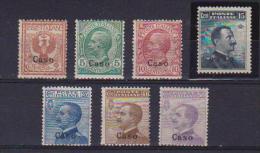 COLONIE ITALIANE 1912 EGEO CASO  SOPRASTAMPATI SASS. 1-7  MLH VF - Ägäis (Caso)