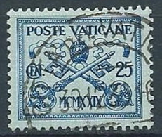 1929 VATICANO USATO CONCILIAZIONE 25 CENT - X1-5 - Gebraucht