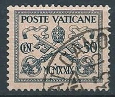 1929 VATICANO USATO CONCILIAZIONE 50 CENT - X1 - Gebraucht