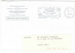 MONACO - 1998 - Franchise Service Des Postes - Flamme Bonne Année - Viaggiata Da Monte-Carlo Per Yutz, France - Brieven En Documenten