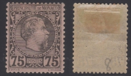 Monaco 1885 Charles III 75C Mi.8 Black On Rose MH AM.424 - Nuevos