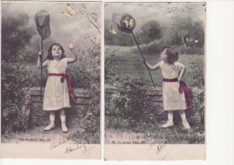Lot 2 Cp- Fee Ch. Scolick, Wien, VIII. (Petite Fille Chassant Les Papillons) - Collections, Lots & Séries