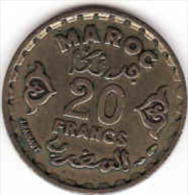 MAROC - Marokko,20 Francs Bronze Aluminium Empire Chérifien 1952, 1371 Egire - Maroc