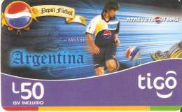 TARJETA DE HONDURAS DE 50 LEMPIRAS  DE TIGO  - PEPSI - LEO MESSI - Honduras