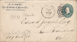 United States Postal Stationery Ganzsache Entier PRIVATE Print TAX COLLECTOR Of FRESNO Co., FRESNO 1890 SAN FRANCISCO - ...-1900